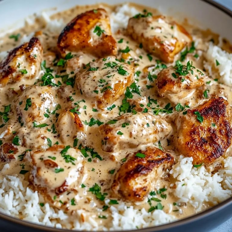 Creamy Creamy Smothered Chicken and Rice Recipe