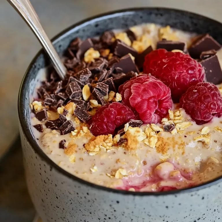 Erdnussbutter-Himbeer-Schokoladen-Overnight-Oats