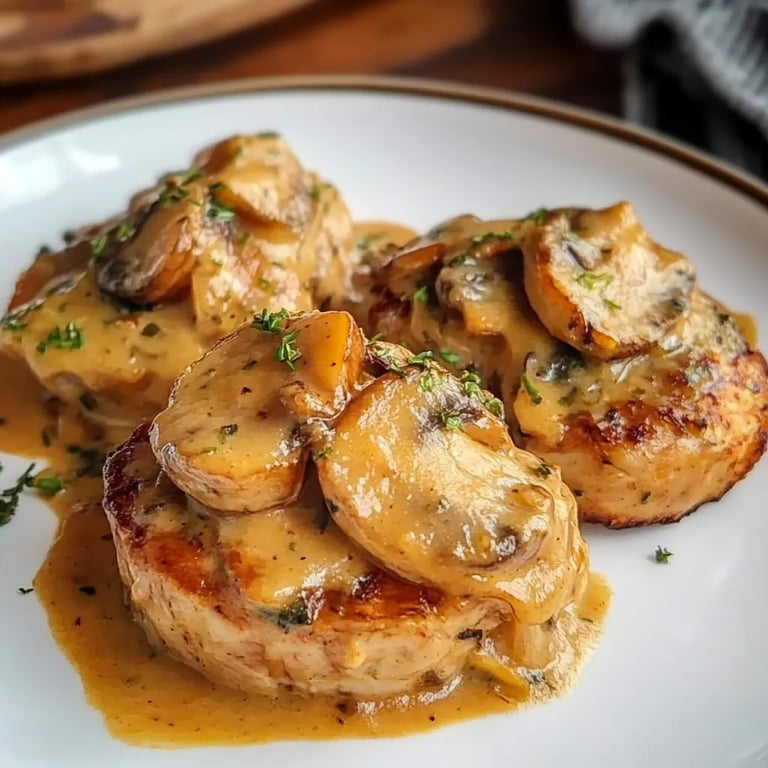 Überbackenes Champignon-Rahm-Hähnchen