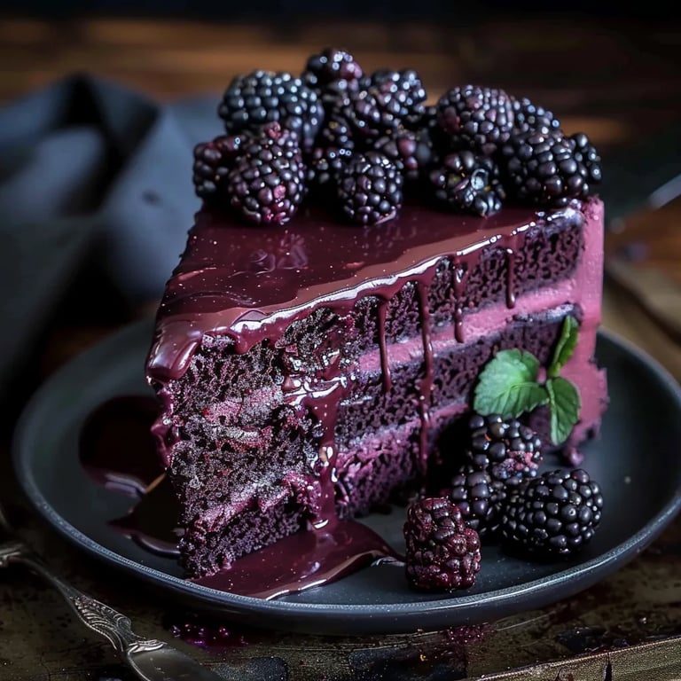 Decadent Blackberry Velvet Gothic Cake