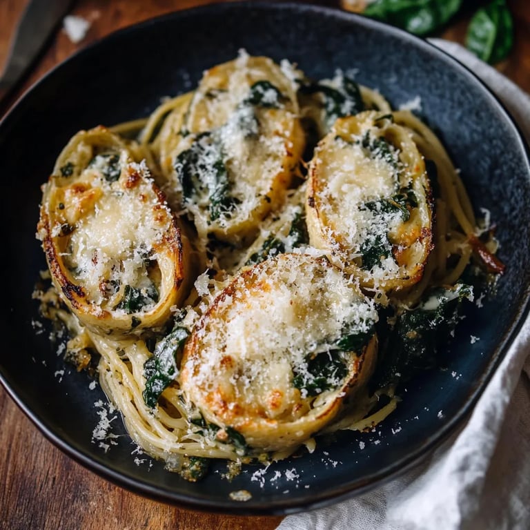 Spaghetti-Kürbis aus dem Ofen mit Spinat-Parmesan-Füllung