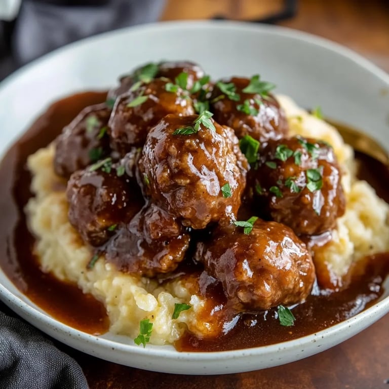 Slow Cooker Salisbury Steak Meatballs