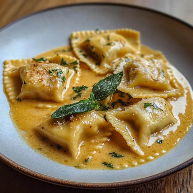 Pumpkin Ravioli w/ Brown Butter Sage