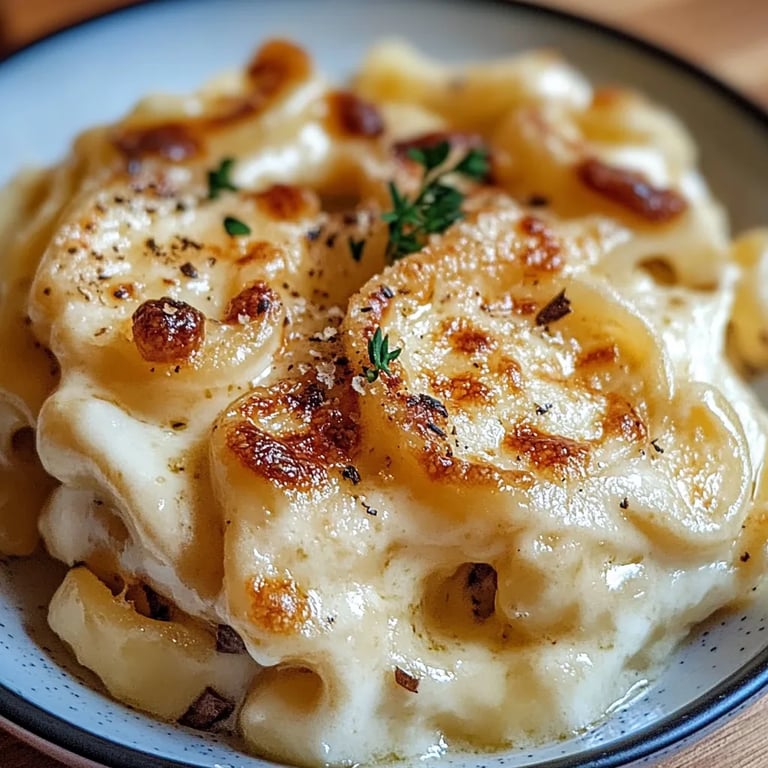 Französische Zwiebelmakkaroni mit Käse
