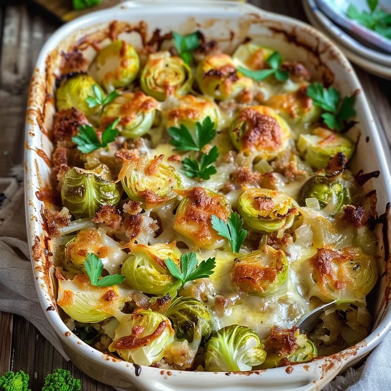 Rosenkohl Auflauf mit Kartoffel und Hackfleisch