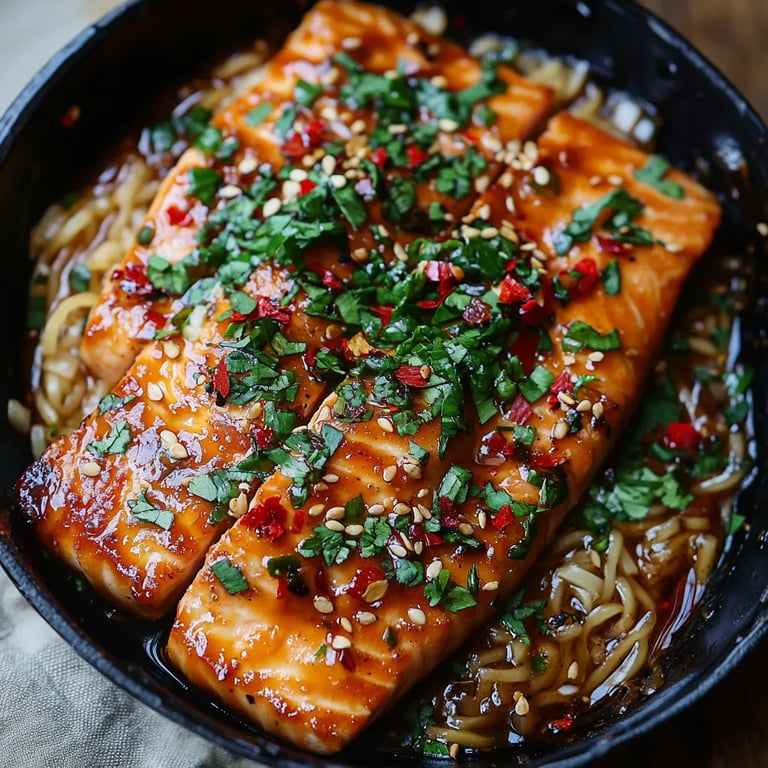 Sticky Sweet Spicy Asian Salmon & Rice Noodles: An Incredible Ultimate Recipe