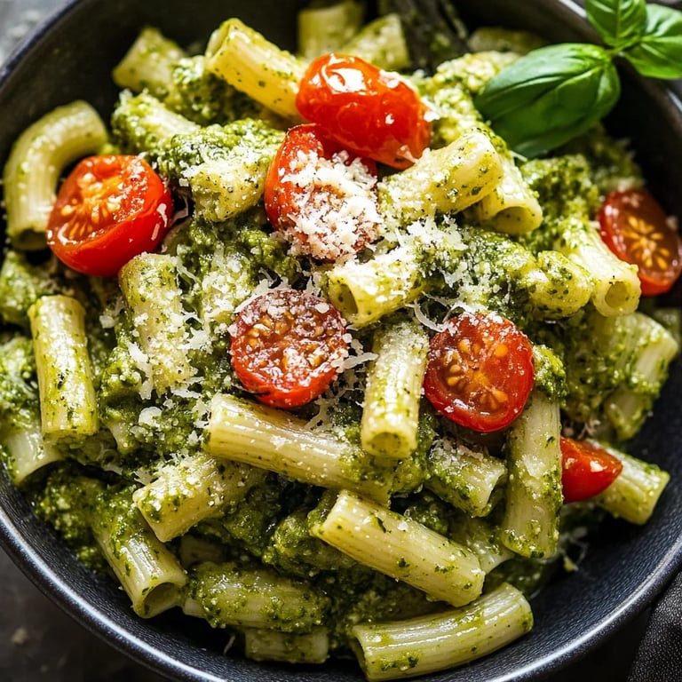 Pesto Pasta with Roasted Tomatoes