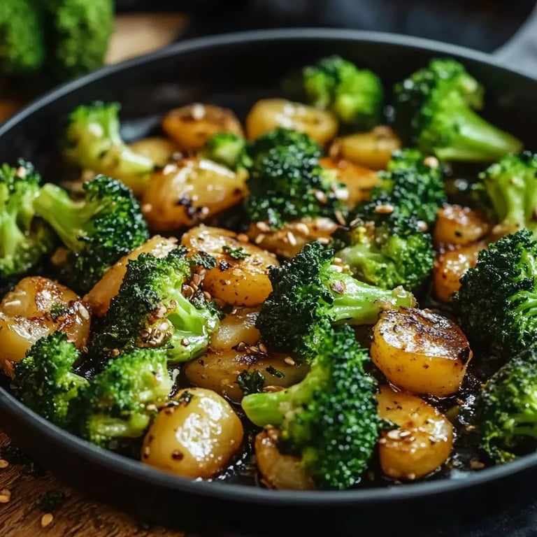 Brokkoli Kartoffel Pfanne mit Pilzen