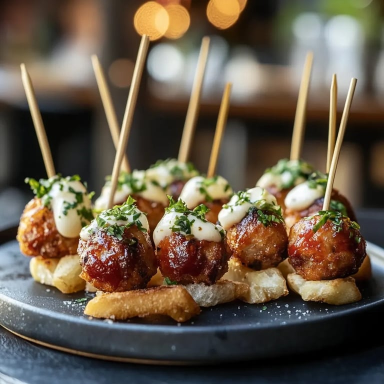 Mini-Frikadellen am Spieß