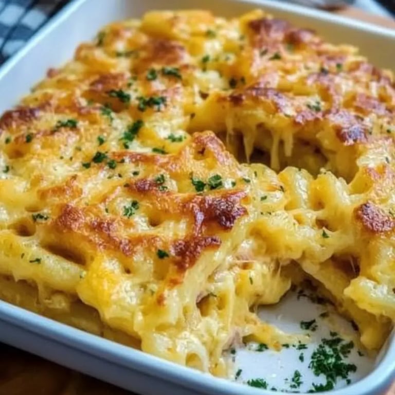 Käse Schinken Makkaroni aus dem Backofen