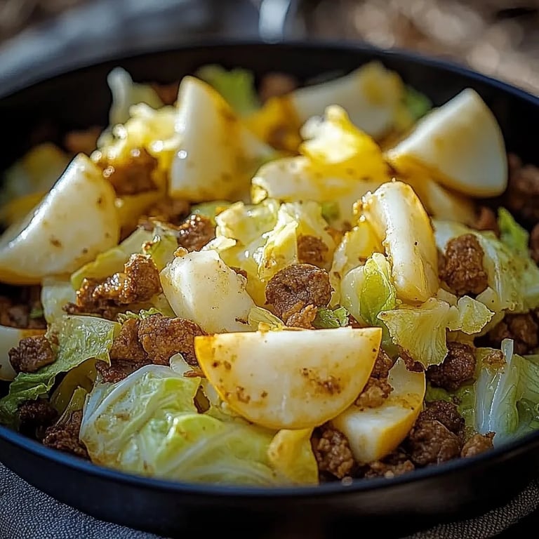 Kartoffelpfanne mit Chinakohl und Kümmel
