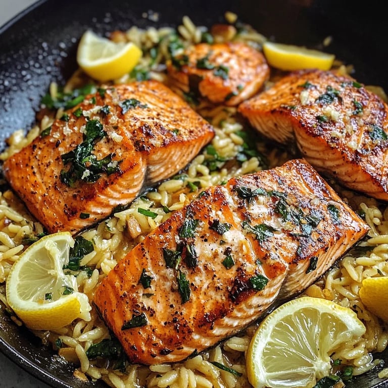 Saumon en Une Seule Poêle avec Orzo au Citron : Une Recette Incroyable Ultime à Tester
