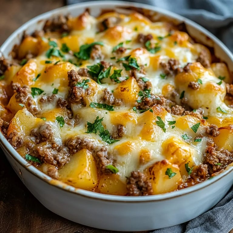 Cheesy Ground Beef & Potato Casserole