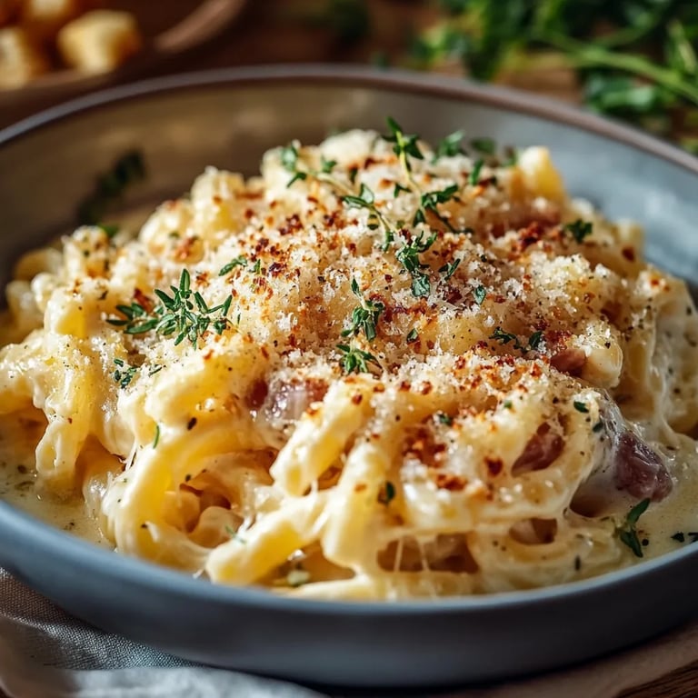 Cremiger Nudelauflauf mit Schinken