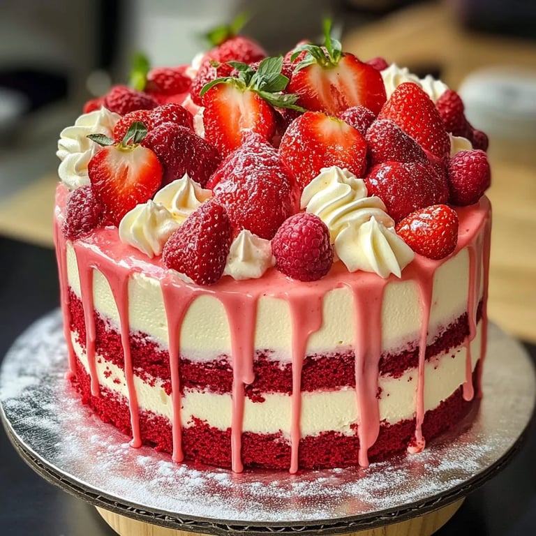 Strawberry Red Velvet Cream Cake
