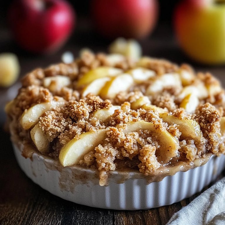 Apfel-Crumble-Kuchen mit Zimt-Apfel-Soße