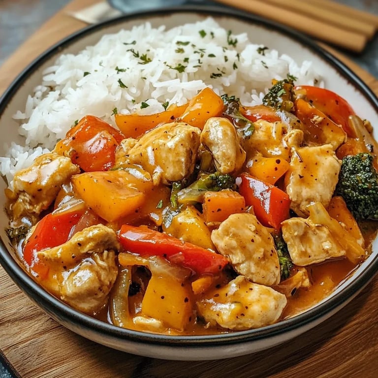 Kürbis Hähnchen Pfanne mit Reis