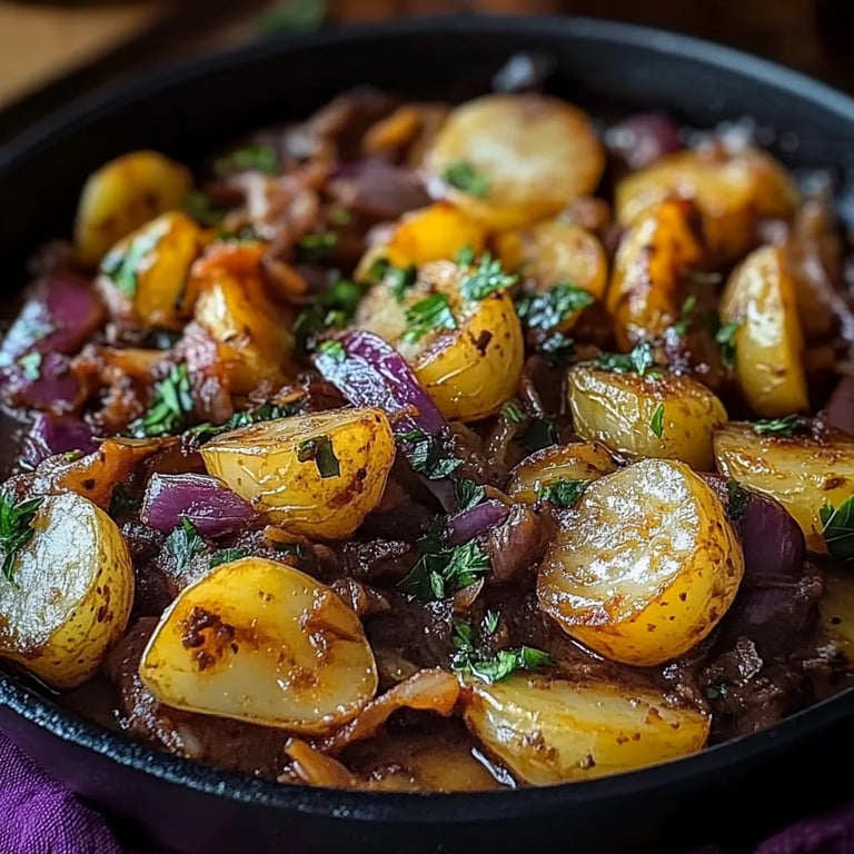 Deftige Rotkohl Pfanne mit Kartoffeln