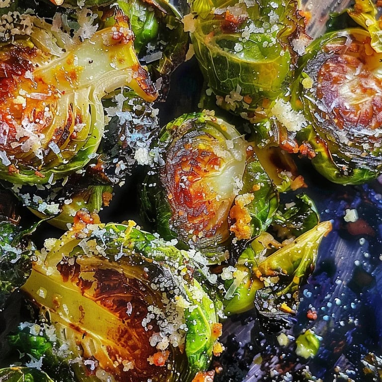 Knusprige Knoblauch Parmesan Rosenkohl