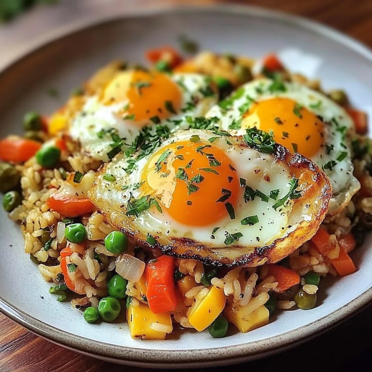 Gebratener Reis mit Gemüse und Ei