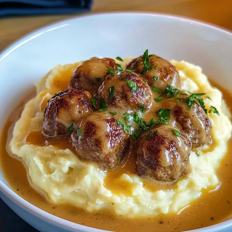 Hackbällchen mit Kartoffelpüree