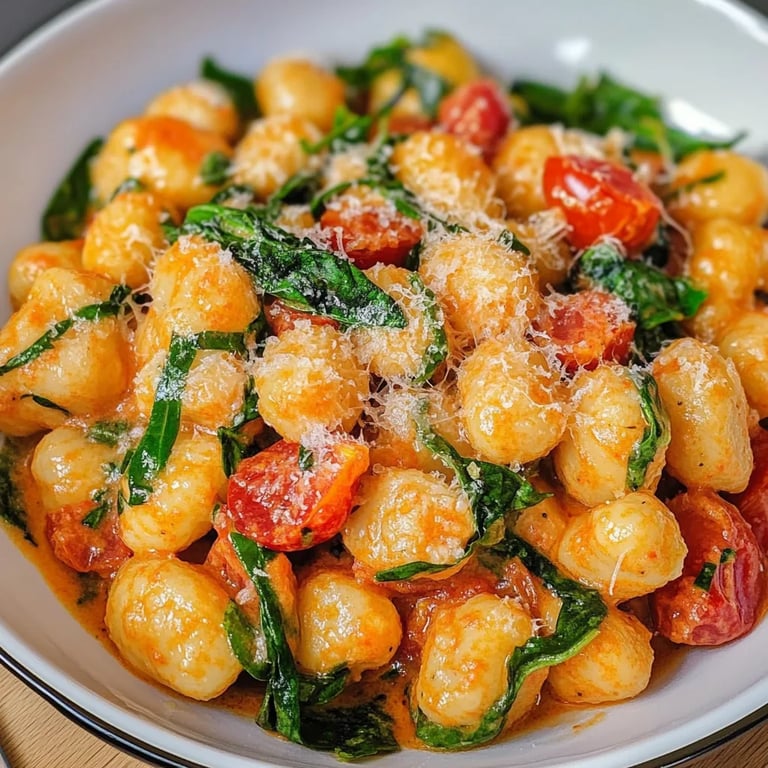 Schnelle Gnocchi-Pfanne mit Tomate & Spinat