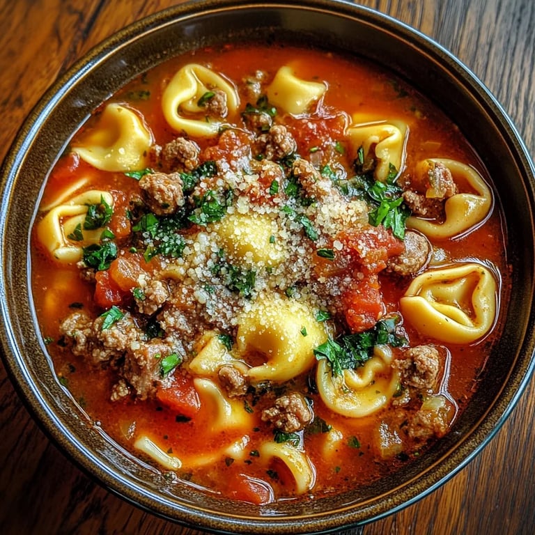 Spicy Sausage & Tortellini Soup