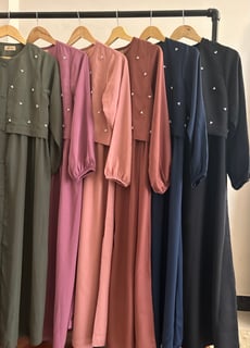 Pearl Sleeves Open Abaya