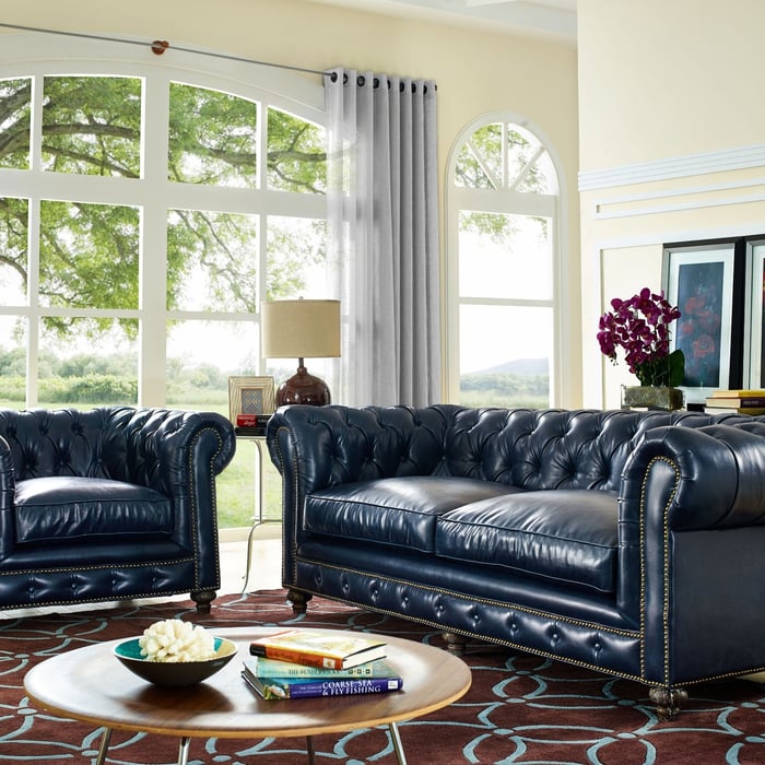 Blue farmhouse couch discount