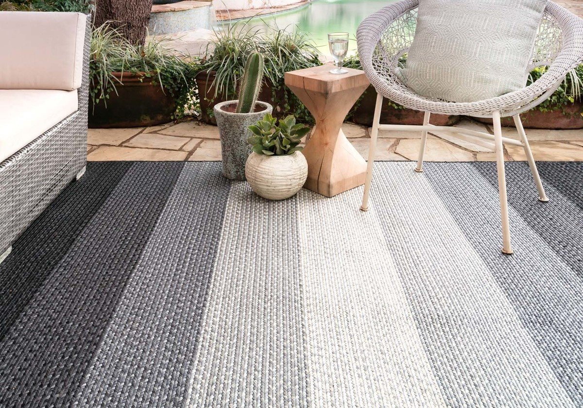 6ft Round Water Resistant, Indoor Outdoor Rugs for Patios, Front