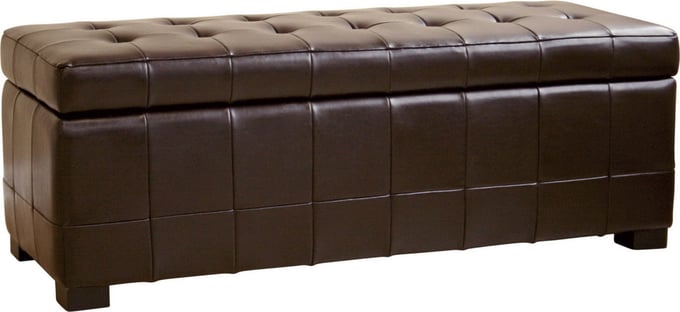 Baxton Studio Dark Brown Full Leather Storage Bench Ottoman with Dimples Baxton Studio Dark Brown Full Leather Storage Bench Ottoman with Dimples