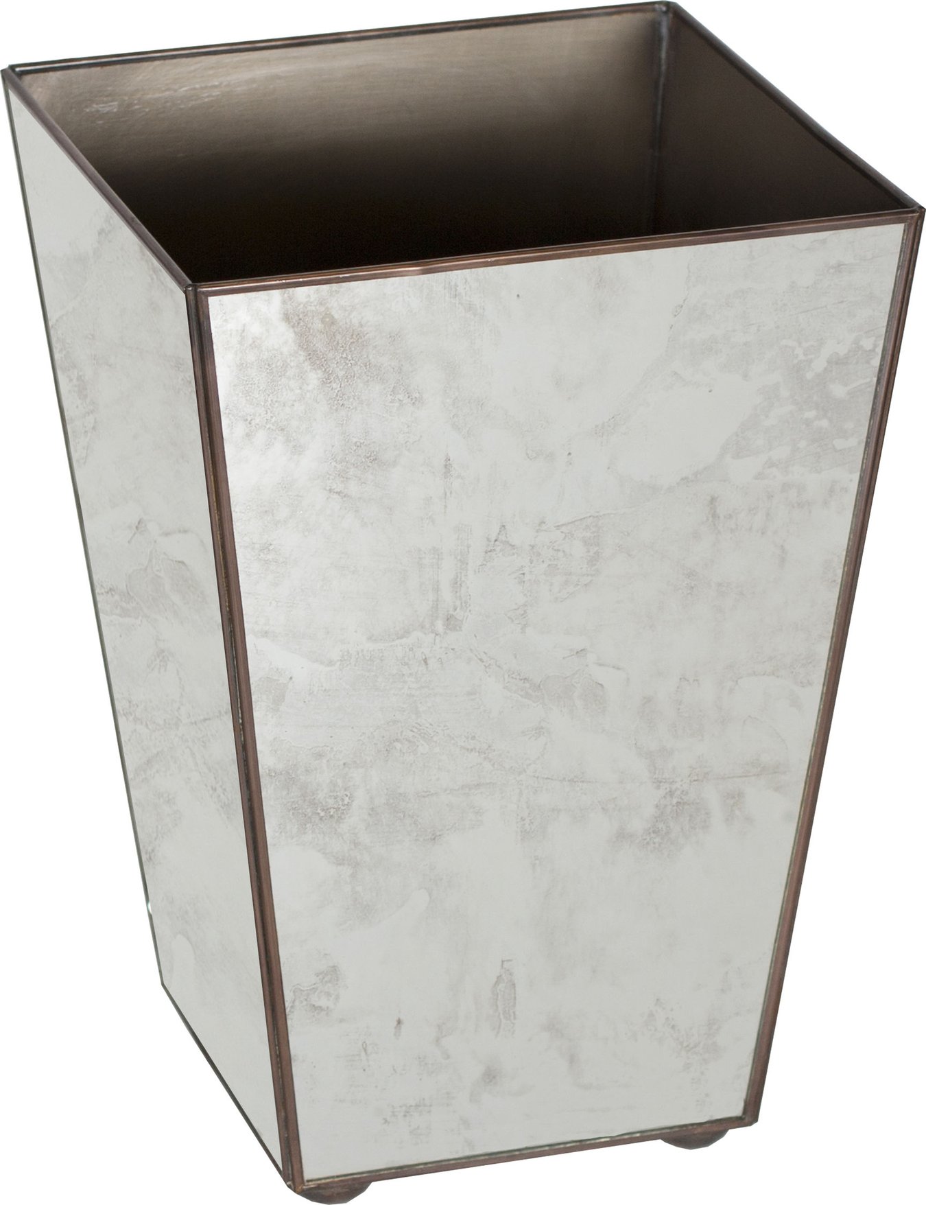 Worlds Away Antique Mirror Wastebasket - Thumbnail 2