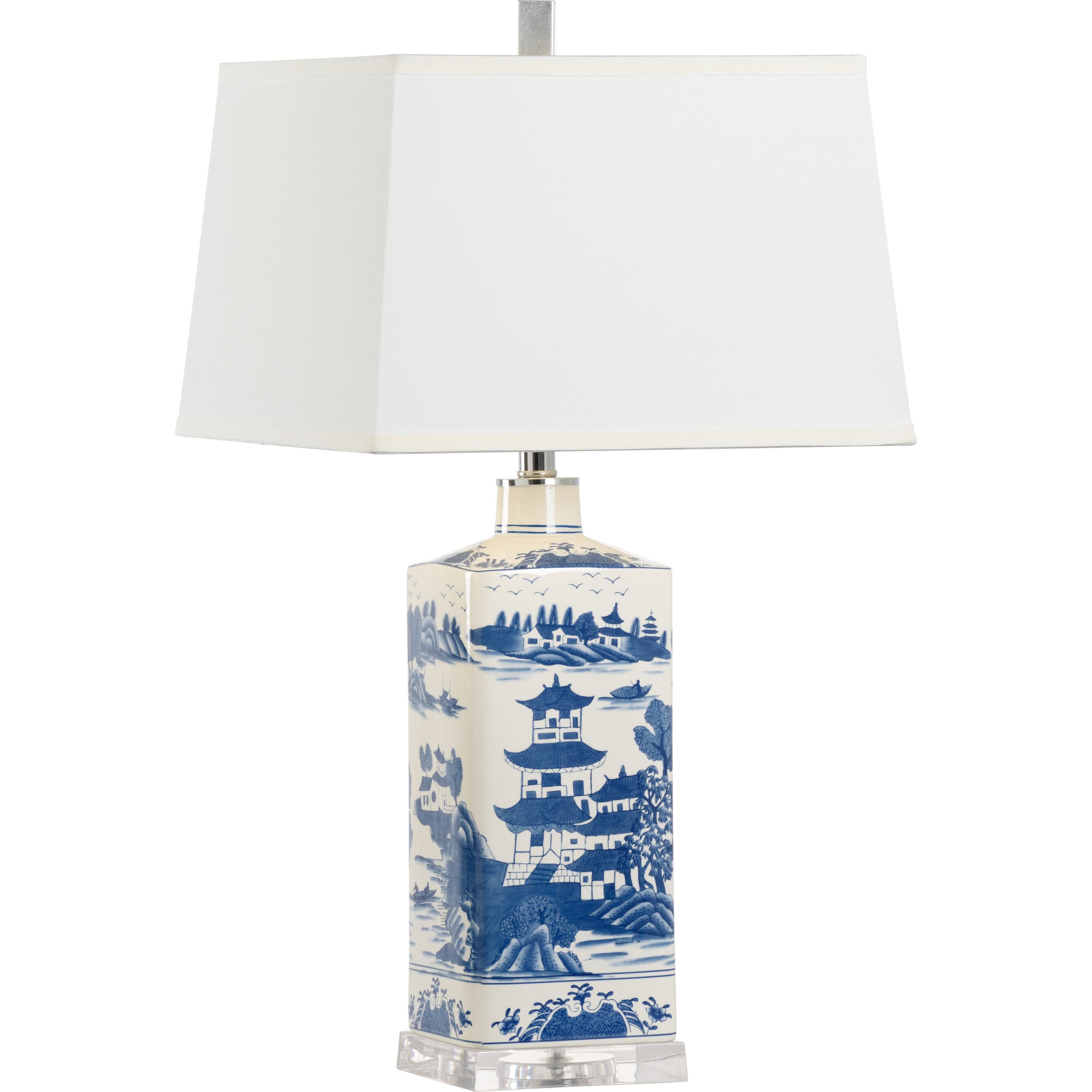 Chelsea House Square Blue and White Lamp | Layla Grayce