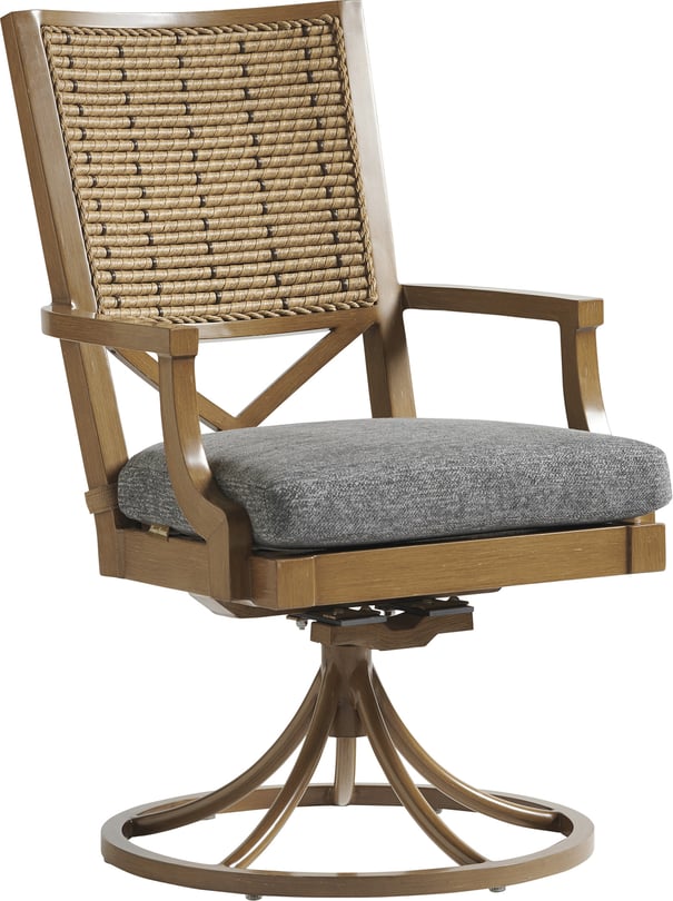 Tommy Bahama Los Altos Valley View Wicker Swivel Rocker Dining Arm Chair - Thumbnail 3