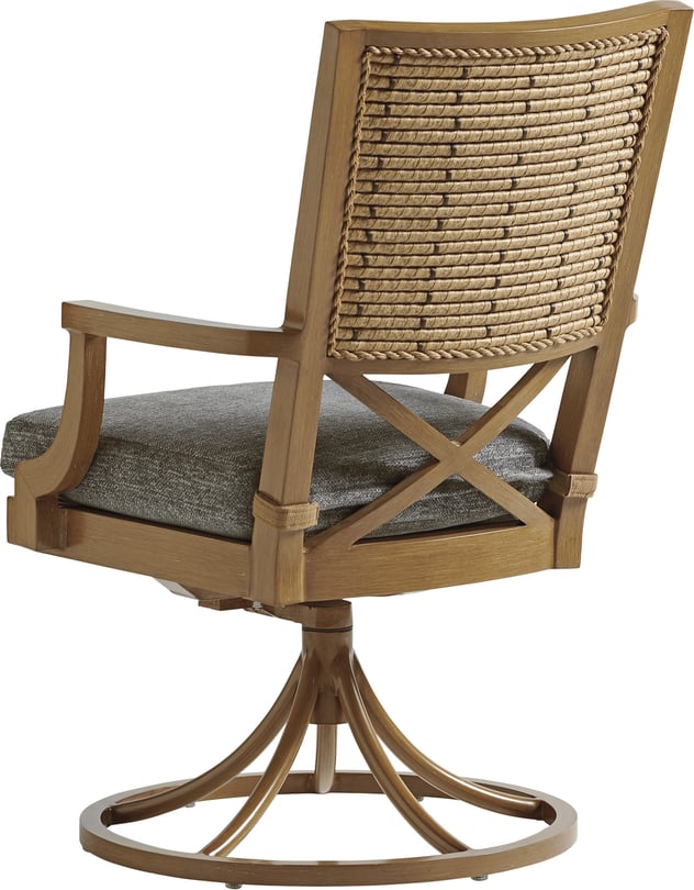 Tommy Bahama Los Altos Valley View Wicker Swivel Rocker Dining Arm Chair - Thumbnail 2