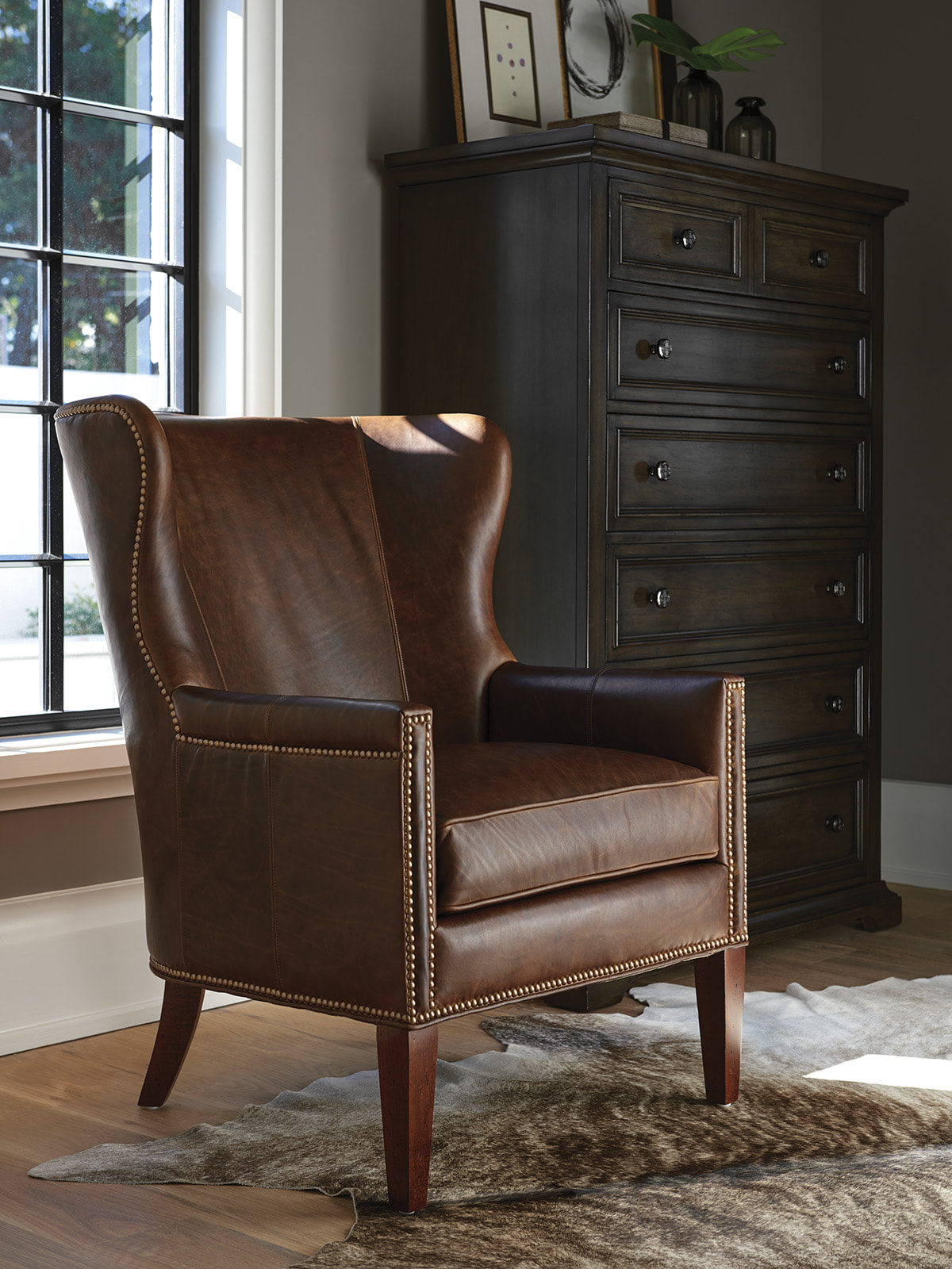 Lexington Avery Leather Wing Chair | Layla Grayce