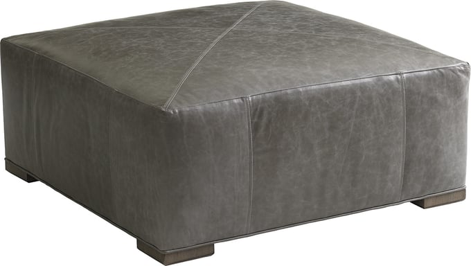 Gray leather cocktail shop ottoman