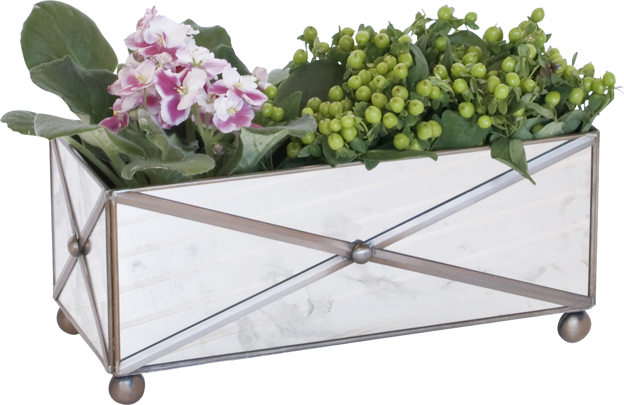 Worlds Away Crosshatch Mirror Planter