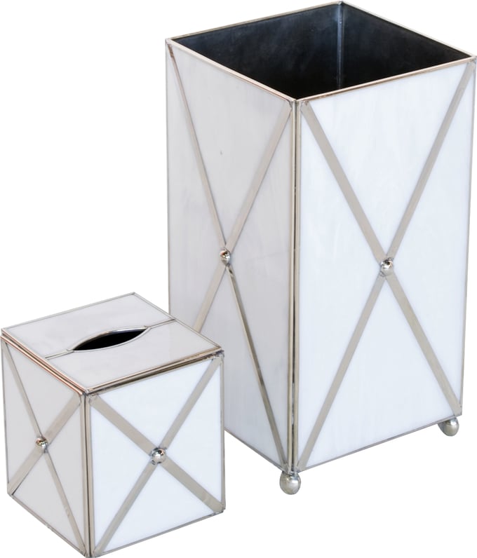Claro Glass Xhatch Wastebasket