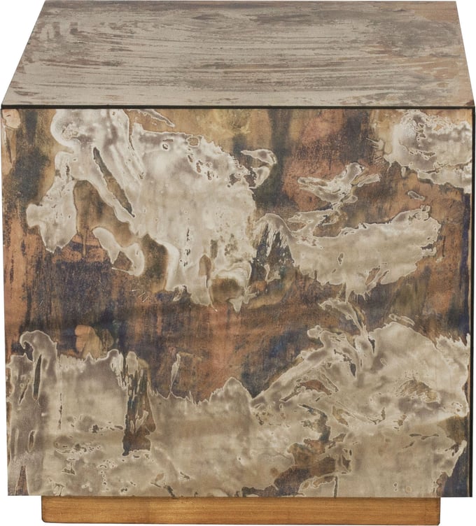 Worlds Away Cubo Reverse Antique Mirror Cocktail Cube