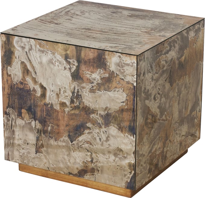 Worlds Away Cubo Reverse Antique Mirror Cocktail Cube - Thumbnail 3