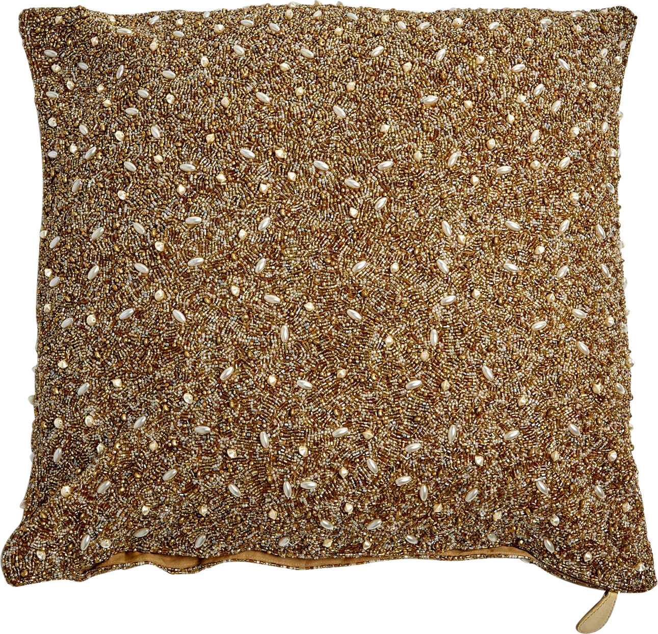 Gold beaded pillow sale