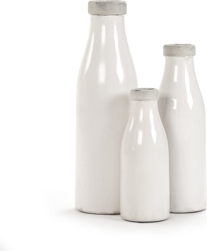 Distressed Crackle White Smooth Vase - Thumbnail 2