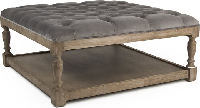 Square Tufted Velvet Ottoman