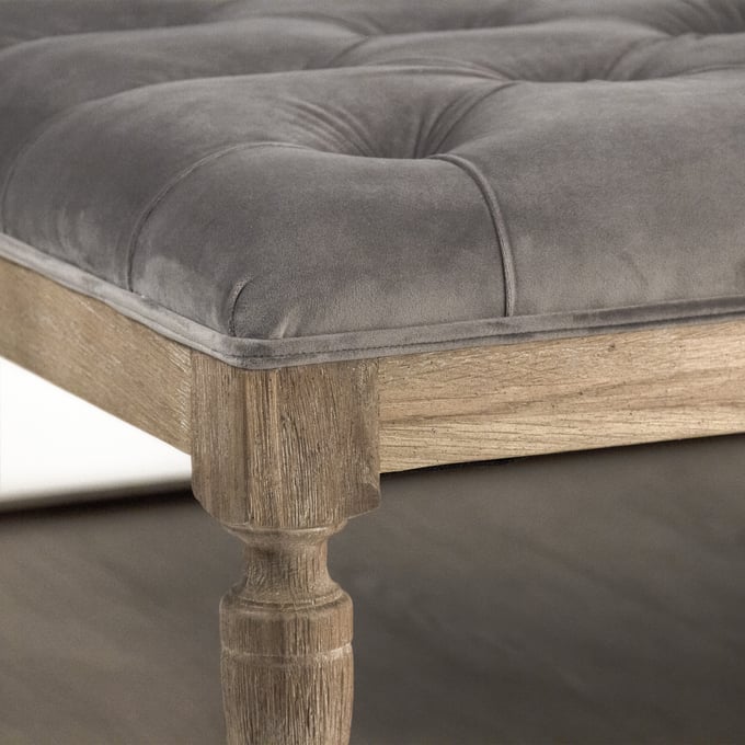 Square Tufted Velvet Ottoman - Thumbnail 3