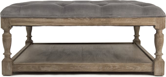 Square Tufted Velvet Ottoman - Thumbnail 2