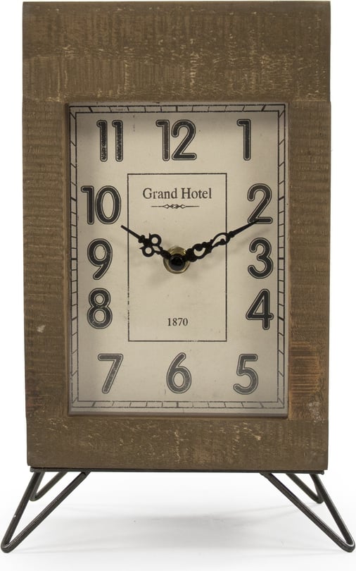 Zentique Brown & White Distressed Rectangle Desk Clock