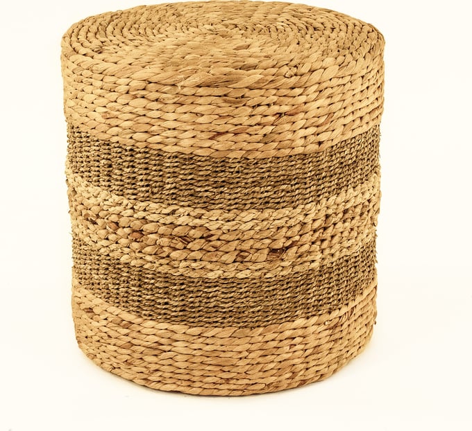 Woven Cylinder Striped Stool - Thumbnail 2