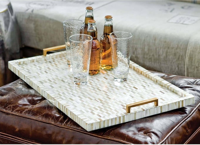 Multi-Tone Bone and Brass Tray - Thumbnail 3