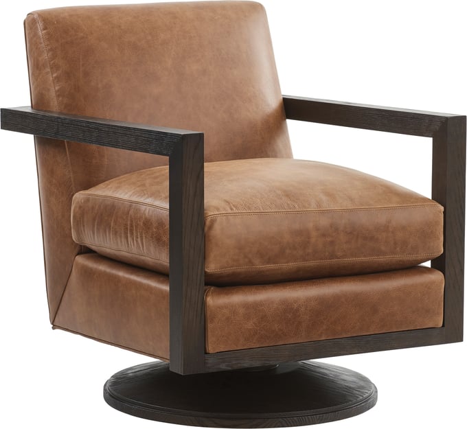 Willa Leather Swivel Chair - Thumbnail 2